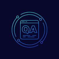 QA icon, Quality Assurance linear design vector