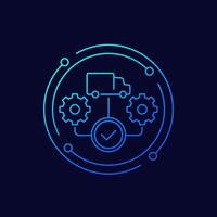 SCM, Supply chain management icon in linear design vector