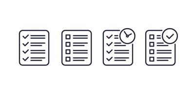 Checklist line icons, list with tasks, goals vector