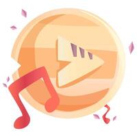 Colourful music play button in white background. Simple multimedia button. vector
