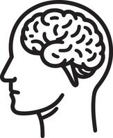 line drawing of a human head. The head is facing towards the left side of the image and the brain vector