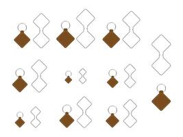 Square shape keychain key FOB Dieline Template vector