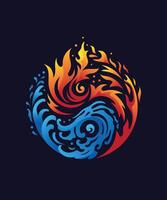 Yin and yang style made of fire and water, the combination of the two can be dynamic and fascinating. vector