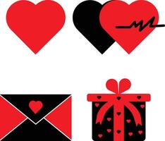Red and black heart icon with white background vector
