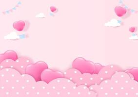 Heart balloon and heart pattern cloud background vector