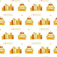 Cute book seamless pattern with hand drawn cartoon stack of books. Reading concept. Perfect for packaging, wrapping paper, textile, background, wallpaper and so on vector