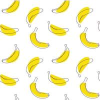 Bananas seamless pattern with continuous one line drawing style bananas. Sweet summer fruit seamless pattern perfect for textile, packaging, background, wallpaper and so on vector