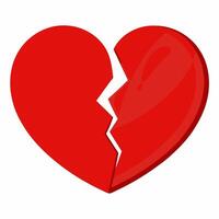 Valentine's Day Card with red broken heart. Simple cute greeting card.Picture for Valentine's Day and wedding. Suitable for logos, valentines, greeting card, invitation. On a white background. vector