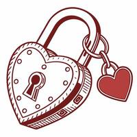 Padlock in the shape of a heart on a white background. Heart shaped padlock for Valentine's Day. Valentine's Day template for romantic design, Valentine's Day card vector