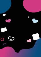 Colorful pink and blue hearts scattered on a black background, creating a vibrant and playful visual contrast. vector