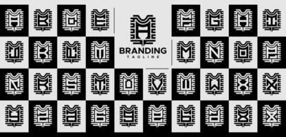 Stripe line abstract initial A-Z letter logo set vector