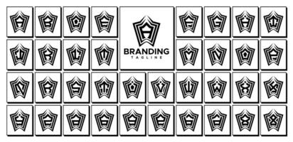 Sharp line abstract shape monogram letter A-Z logo set vector