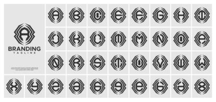 Elegance sharp line abstract letter A-Z logo set vector