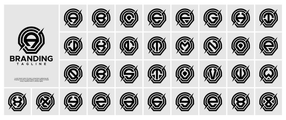 Modern cut line abstract letter A-Z logo bundle