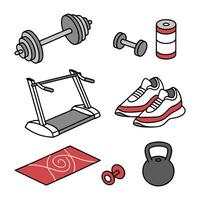 Gym Icons Set Style Elements White Background vector