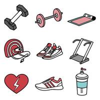 Gym Icons Set Style Element White Background vector