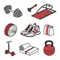 Gym Icons Set Styles Elements White Background vector