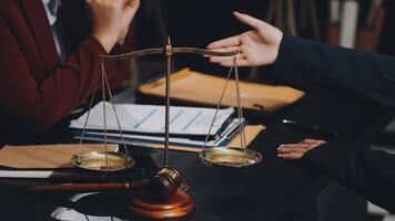 Lawyer and client in court video