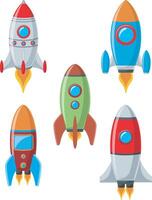 Set of space rocket start up launch vector