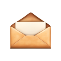 Tan Envelope with Blank Note Inside Ready for Message, png