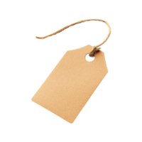 Blank brown tag with jute string colorful background png