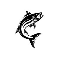 Jumping Salmon Shadow Illustration Design on White Background vector