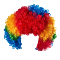 Bright Clown Wig with Multicolor Hair on Transparent Background png