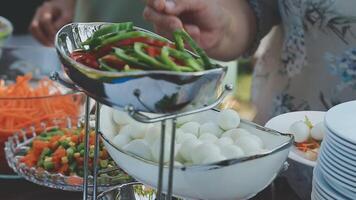 A buffet table with many plates of food video