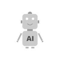 Illustration of a cute AI artificial intelligence gray robot vector