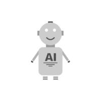 Illustration of a cute AI artificial intelligence gray robot, ai bot illustration vector