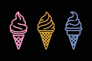 Cone ice cream icon set and symbol ice cream illustration vector