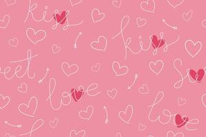 Seamless pattern with hand drawn decorative hearts, arrows. Cute romantic background with hearts. Romantic pattern for scrapbooking, printing, gift wrapping. Festive background for Valentines Day vector