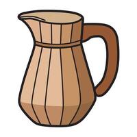 A beautifully crafted illustration of an antique ceramic jug, featuring a classic, rustic design with an elegant curved handle and a narrow spout. vector