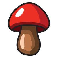 A vibrant illustration of a mushroom with a red cap, featuring a smooth, rounded top adorned with white spots and a sturdy beige stem. vector