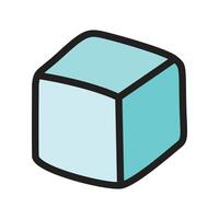 A crisp illustration of a single ice cube, designed with realistic facets and a transparent, frosty appearance. vector