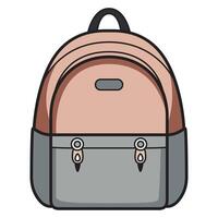 A detailed illustration of a backpack, featuring a sturdy design with multiple compartments, zippers, and adjustable straps. vector
