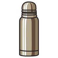 A sleek illustration of a metal thermos, featuring a cylindrical shape with a secure screw-on lid and an insulated design to keep beverages hot or cold. vector