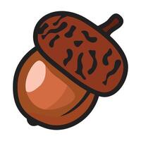 A detailed illustration of an acorn, featuring a smooth nut with a textured cap, capturing its natural shape and earthy tones. vector