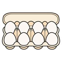 A detailed illustration of a tray of eggs, featuring a realistic egg carton filled with neatly arranged eggs. vector