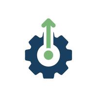 The icon effectively symbolizes strategy and growth through the combined imagery of a gear and an upward arrow, illustrating the importance of efficient planning to achieve successful outcomes vector