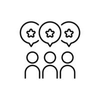This vibrant icon symbolizes a collaborative group sharing ratings and feedback through colorful speech bubbles, highlighting user experiences and showcasing diverse community perspectives vector