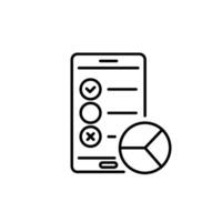An illustration of a welldesigned mobile app interface for conducting opinion polls, featuring userfriendly checkboxes and an informative pie chart for effective data visualization vector