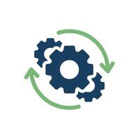 An emblem symbolizing effective strategy, featuring intricate gears and recycling arrows that represent ongoing development, continuous improvement, and process optimization in business operations vector