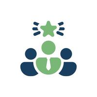 This icon represents strategic leadership with a central figure and a star, symbolizing guidance and teamwork, ideal for business themes, showcasing achievement and collaboration vector