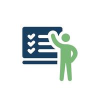 This icon depicts a person with a checklist, highlighting the importance of planning, organization, and strategic thinking across various professional settings and industries vector