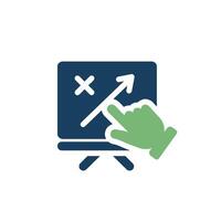 This iconic image highlights strategic thinking, showing a focused hand on a growth board, ideal for business planning and emphasizing key concepts like direction and leadership for success vector