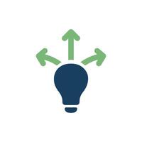 A light bulb featuring arrows pointing in multiple directions, representing the concepts of creativity, innovative thinking, and strategic decisionmaking crucial for modern business success vector