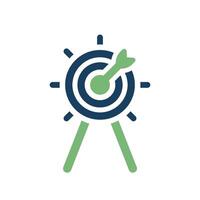 A minimalistic icon that elegantly depicts a target with a dart, symbolizing the essential concepts of focus and strategic planning necessary in effectively achieving desired goals and success vector
