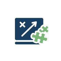 This icon represents strategic planning with a directional arrow and puzzle pieces, symbolizing key elements of effective problemsolving and analytics in business and other fields vector
