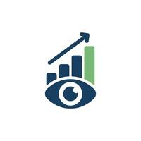 A icon expertly symbolizing analytics and strategy, showcasing an eye alongside upward growth bars, which together represent insightful and informed decisionmaking processes vector